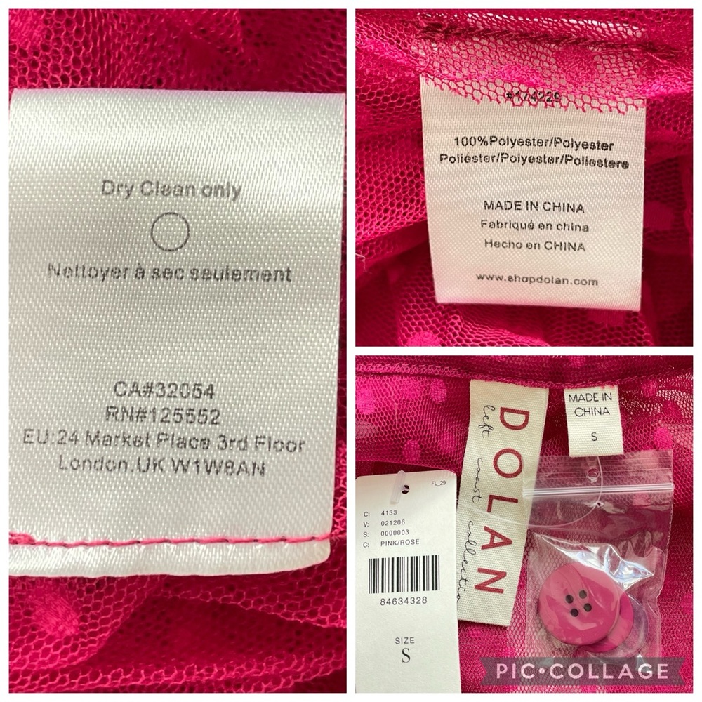 Anthropologie Fuchsia Sheer Dotted Trench Dress - Picture 16 of 16